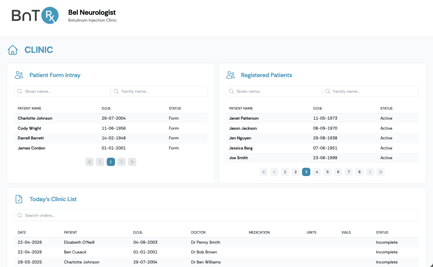 BnTRx software interface visual