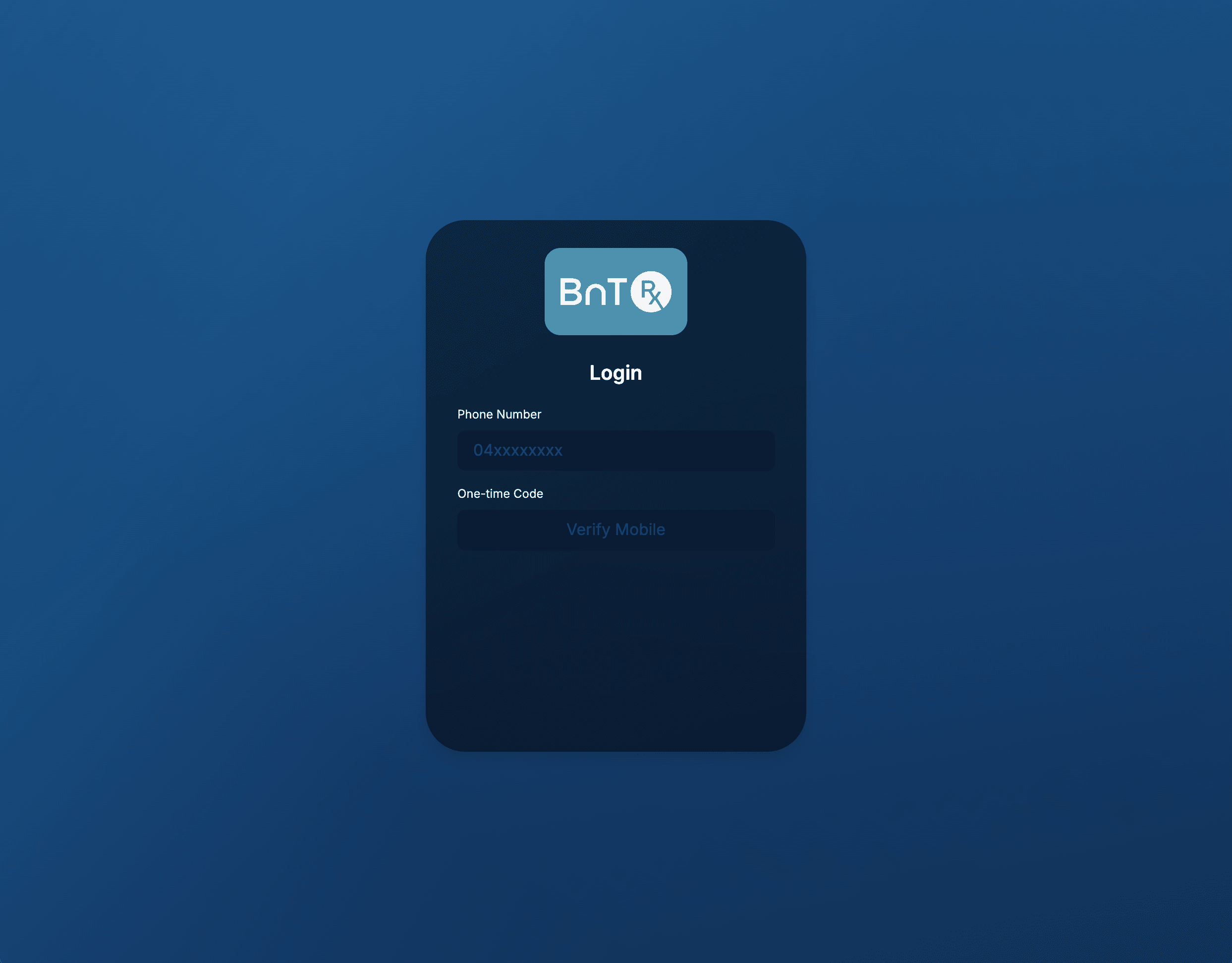 BnTRx Form login screen