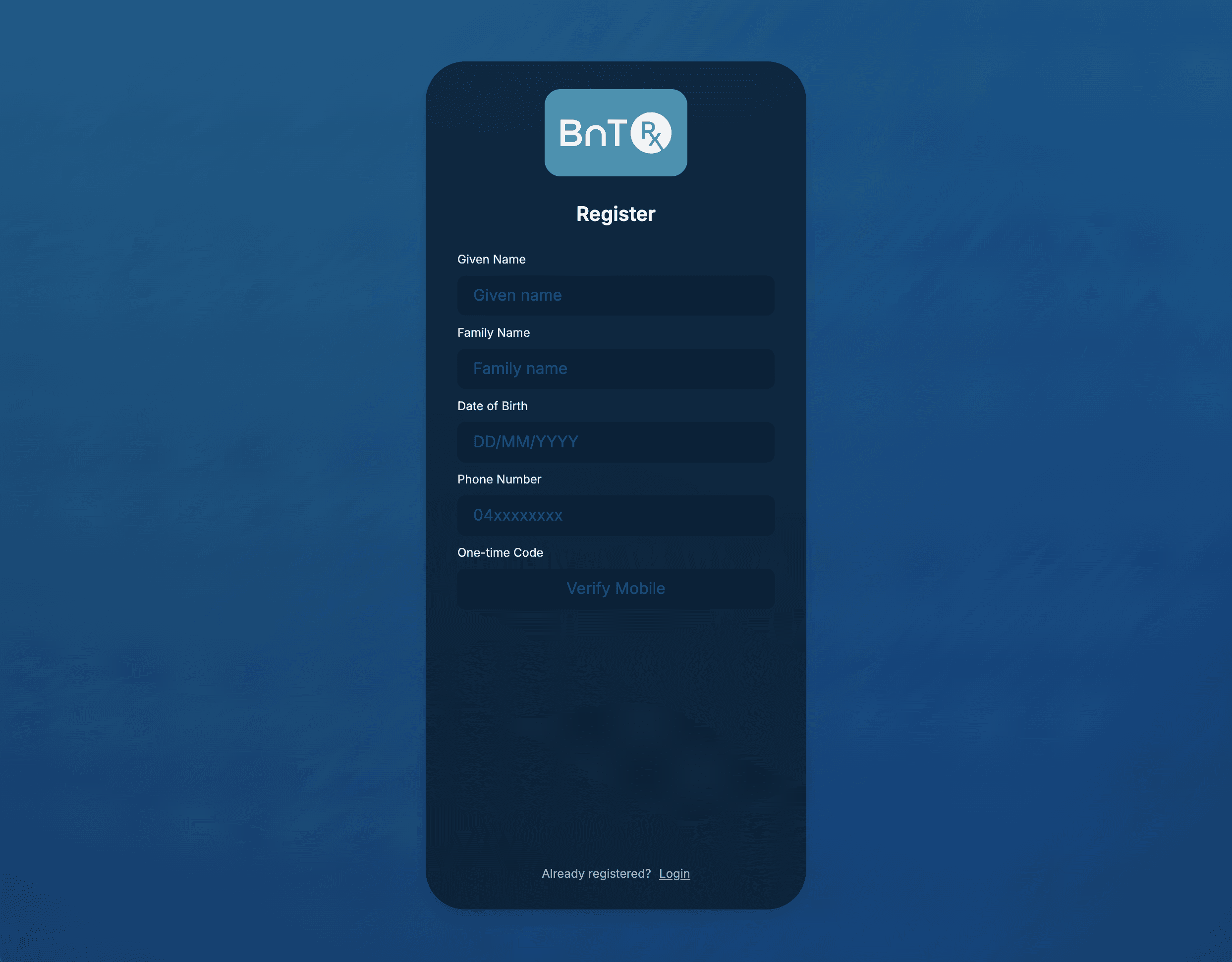 BnTRx Form patient registration