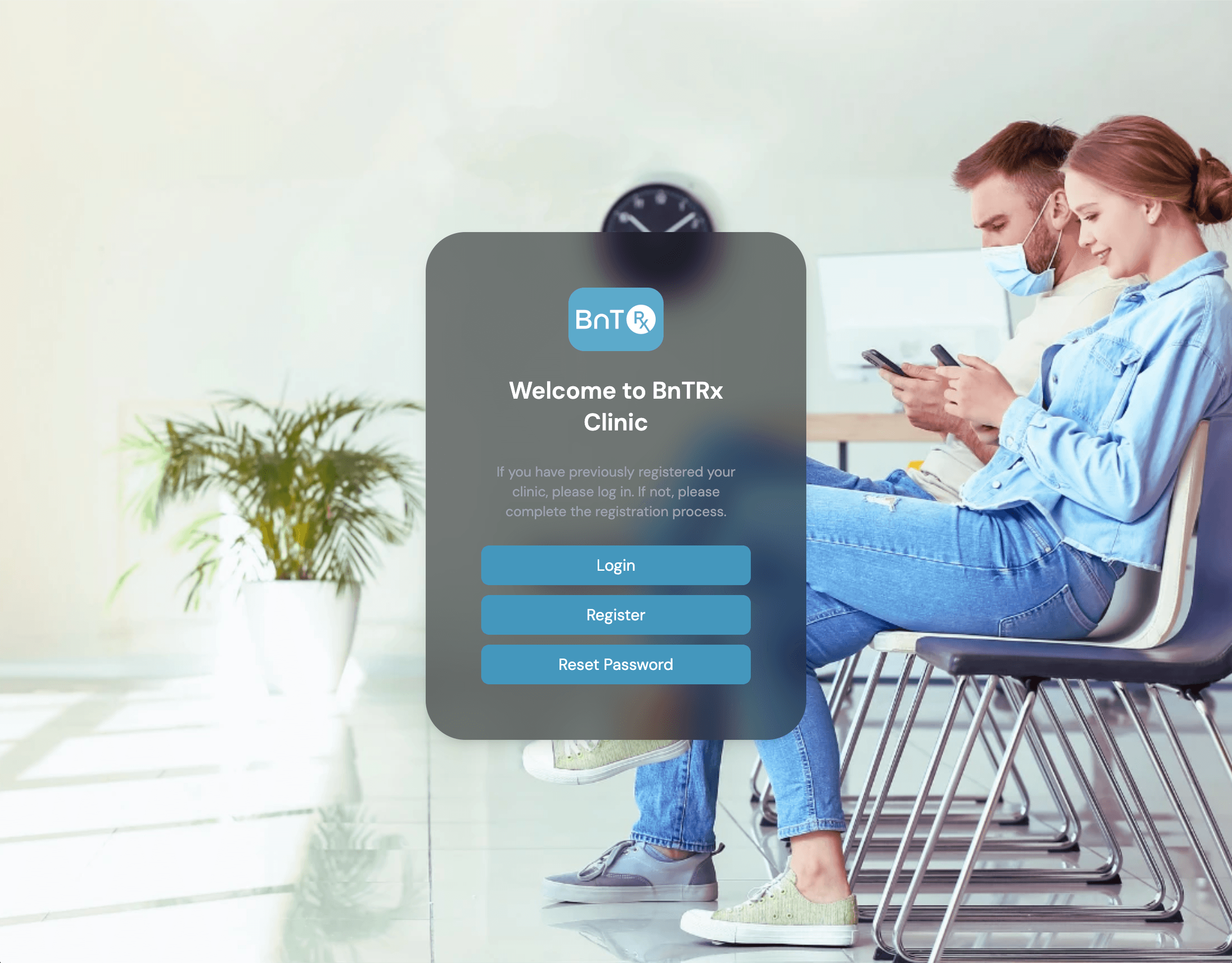 BnTRx Clinic login screen