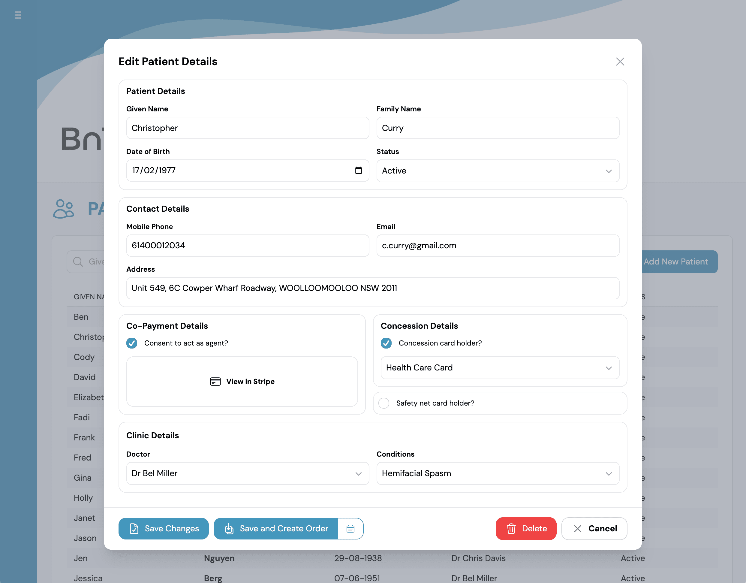 Edit Patient Details dialog